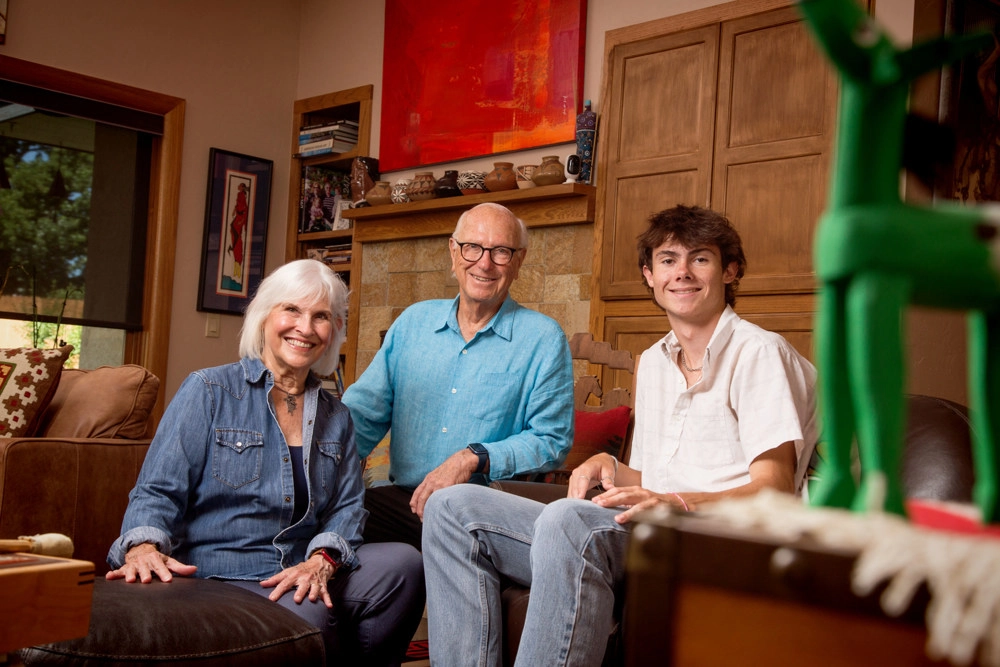 Mike and Jane Lodes with scholarship recipient Titus Wright