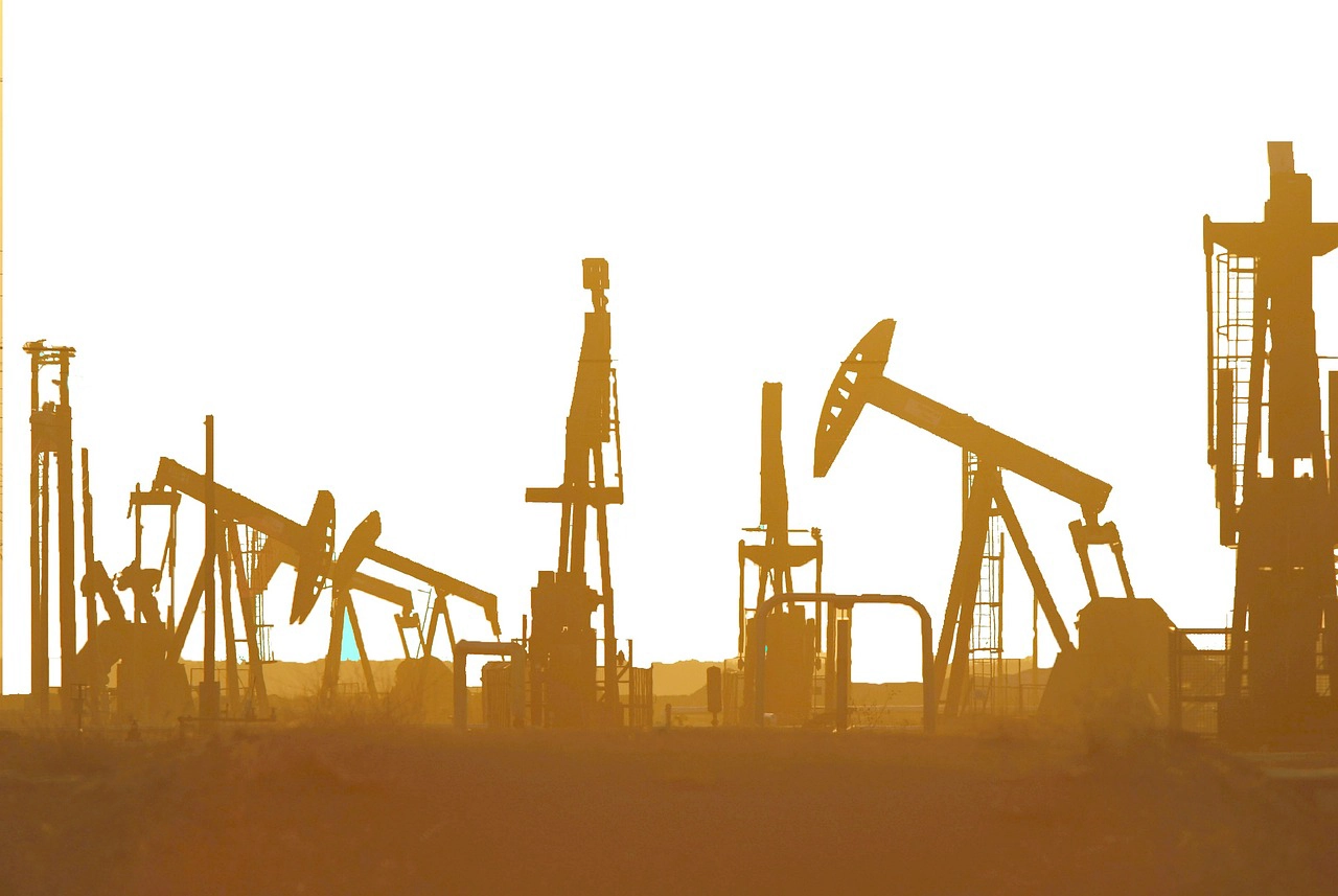 a grouping of oil rigs